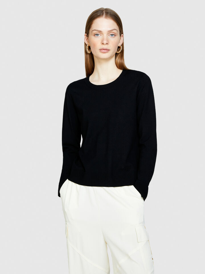 Solid colored sweater - women's crew neck sweaters - Black | Sisley image number 4